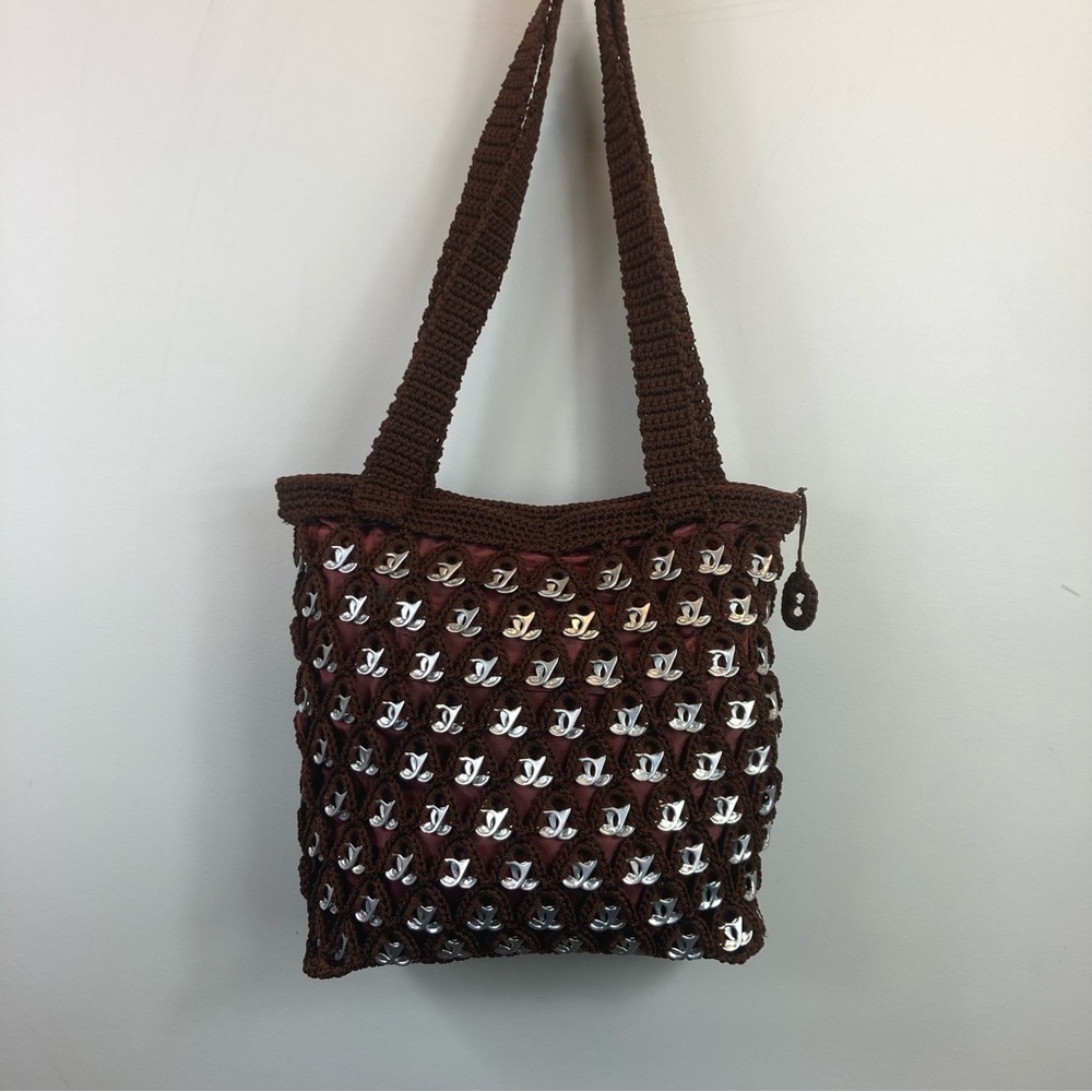 Hand made crochet purse with pop tabs